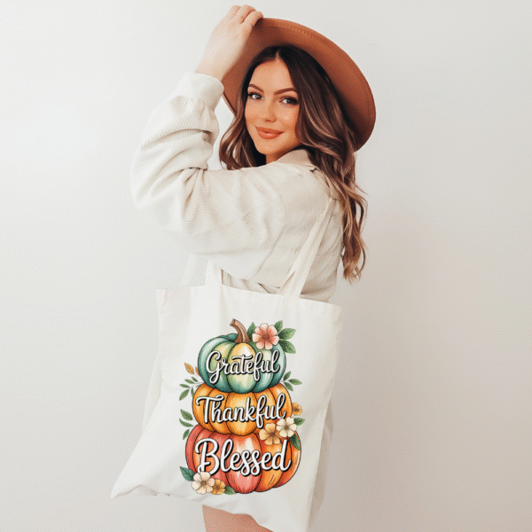 Grateful Thankful Blessed Tote Bag