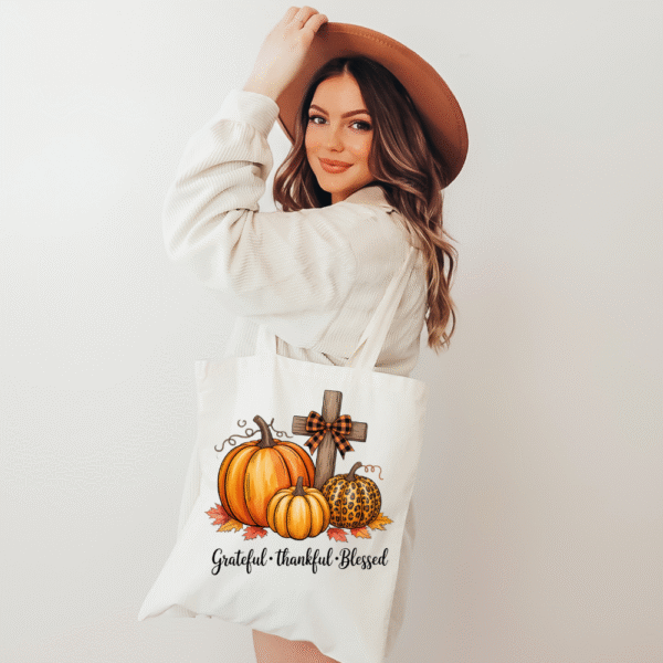 Grateful Thankful Blessed Tote Bag