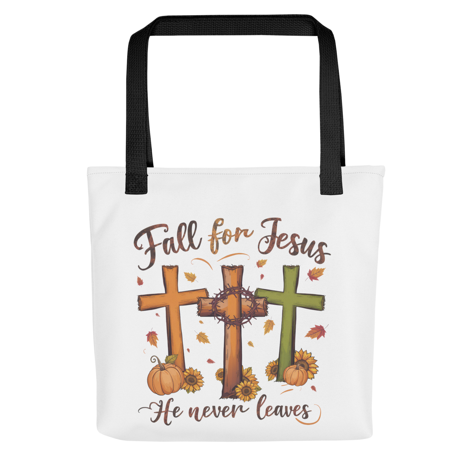 Fall For Jesus He Never Leaves Tote Bag - Image 2